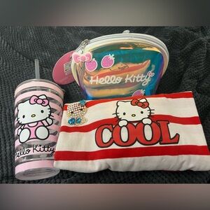 Hello Kitty Lot Holographic Bag, Drinking Glass, Tee & Brooch